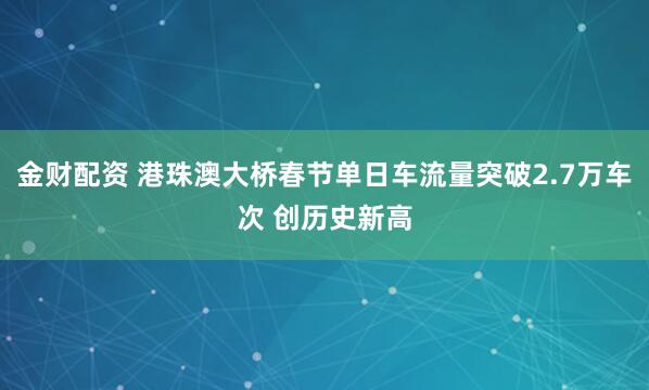金财配资 港珠澳大桥春节单日车流量突破2.7万车次 创历史新高