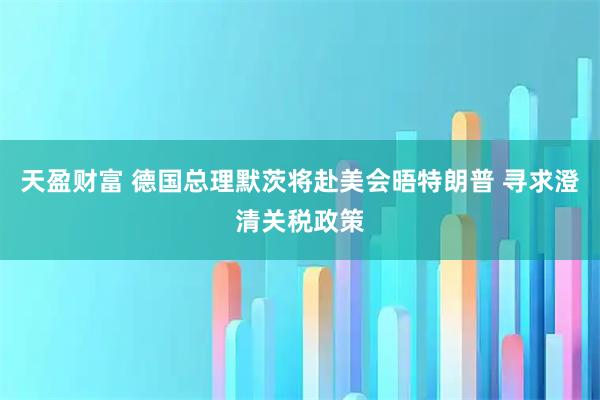 天盈财富 德国总理默茨将赴美会晤特朗普 寻求澄清关税政策