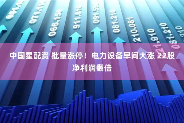 中国星配资 批量涨停!电力设备早间大涨 22股净利润翻倍